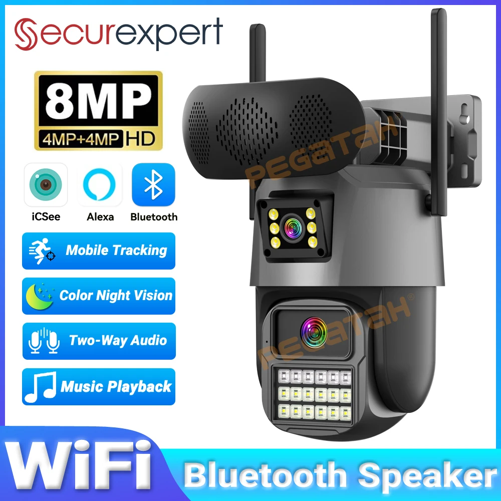 Audiovision Music Player - Kamera Keamanan Luar Ruangan 8MP dengan