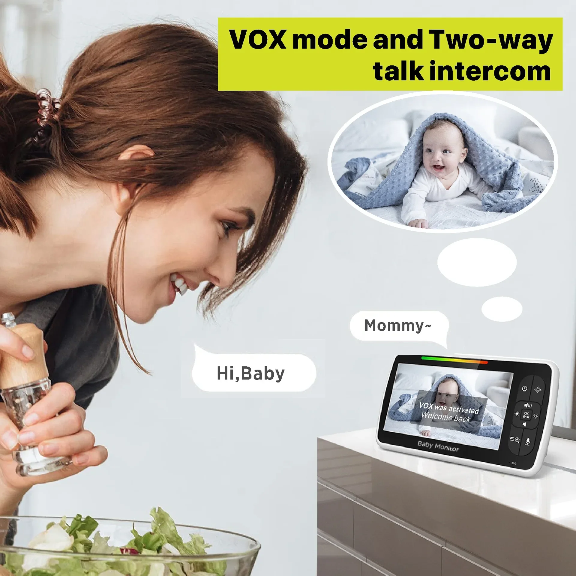 Monitor Bayi Video 5.0 Inch, D - Audio Music For Video ulasan dan harga