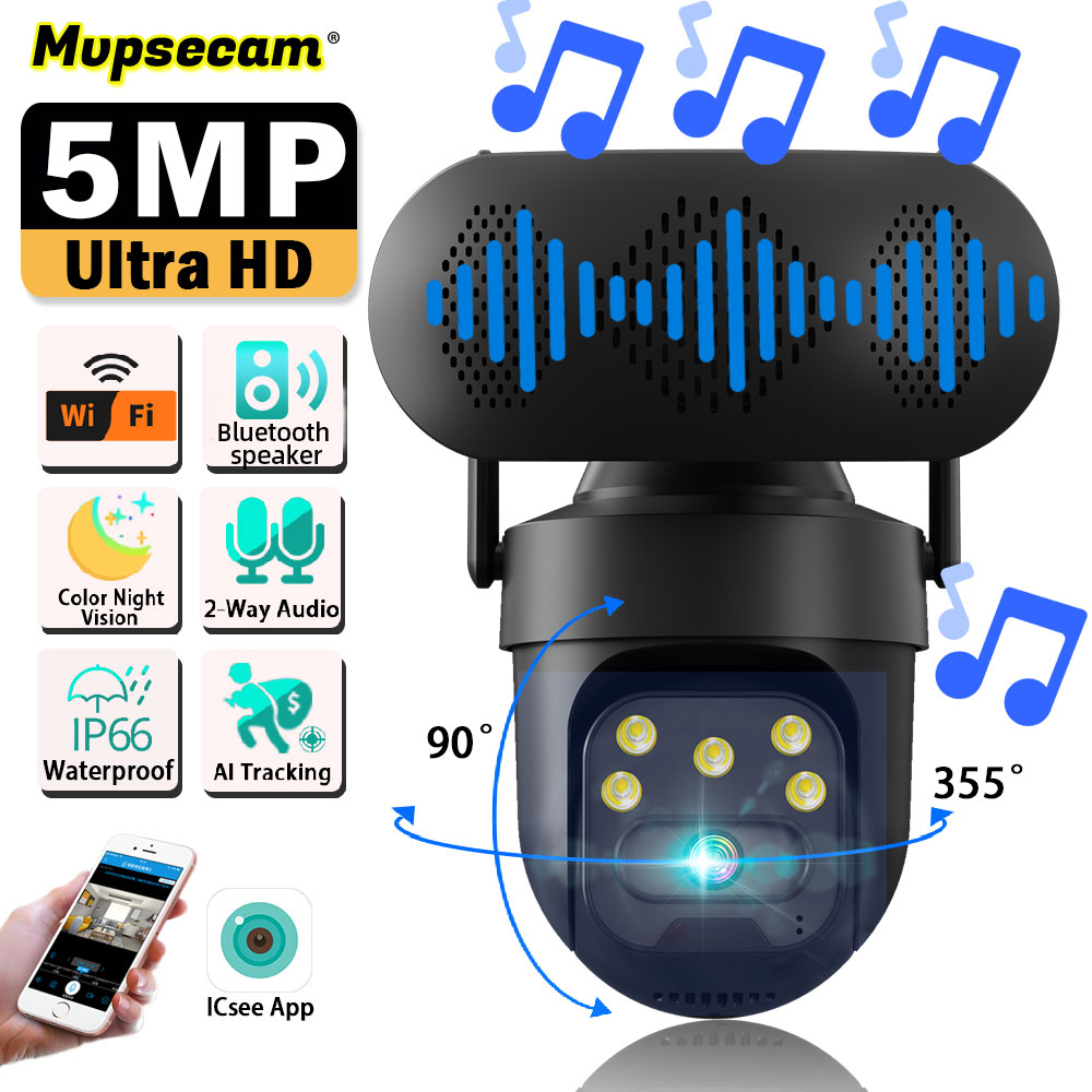 Kamera IP PTZ WiFi ICSEE 5MP d - Audiovision Music Player ulasan dan harga